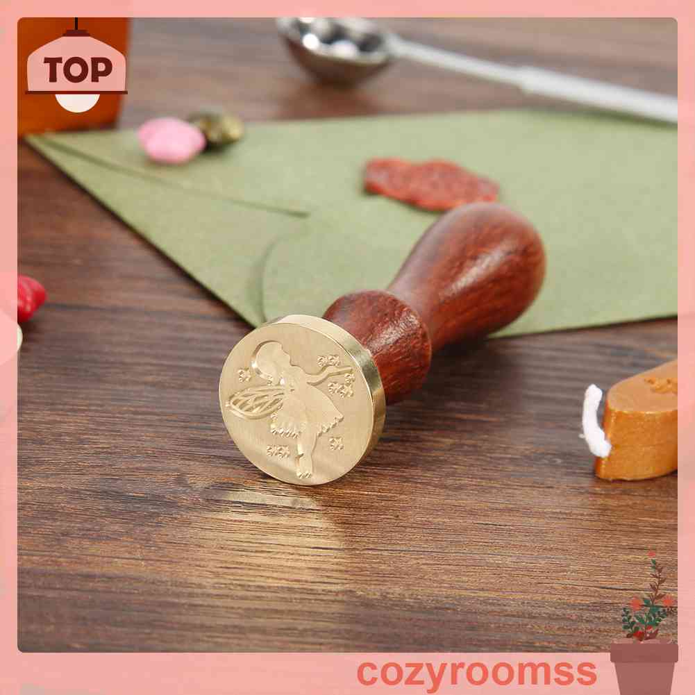 Con Dấu Đóng Sáp Niêm Phong Bì Thư Tay Cầm Bằng Gỗ Phong Cách Retro