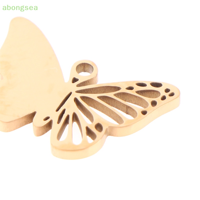 Abongsea Mặt Dây Chuyền Hình Bướm Rỗng Bằng Thép Không Gỉ Tráng Gương Đơn Giản Quyến Rũ