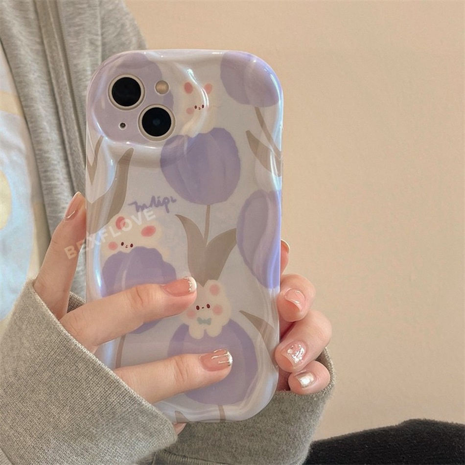 Ốp Lưng Silicone ChốNg SốC HìNh Hoa Tulip Dễ Thương Cho iPhone 7 8 Plus 11 12 13 14 Pro MAX 12Pro X XR Xsmax SE 2020 14Plus 7 + 8 +