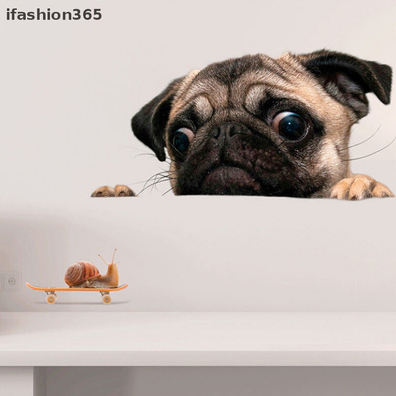 Sticker Hình Chú Chó Pug 3D Ngộ Nghĩnh Đáng Yêu Dán Trang Trí Xe Hơi Laptop