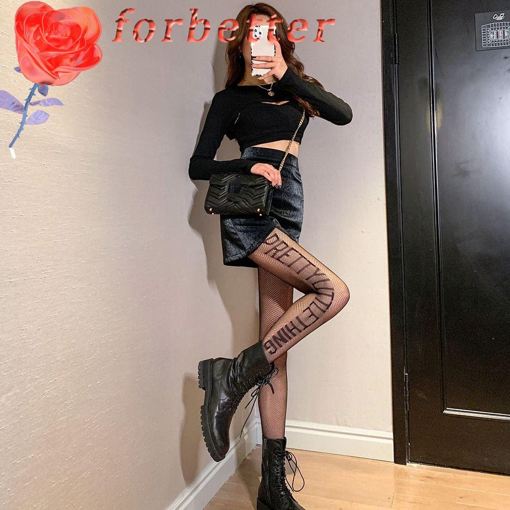 Quần Tất Trong Suốt In Họa Tiết Vintage Thời Trang Mùa Thu Cho Nữ|Vớ Siêu Mỏng In Chữ Thời Trang Cho Nữ