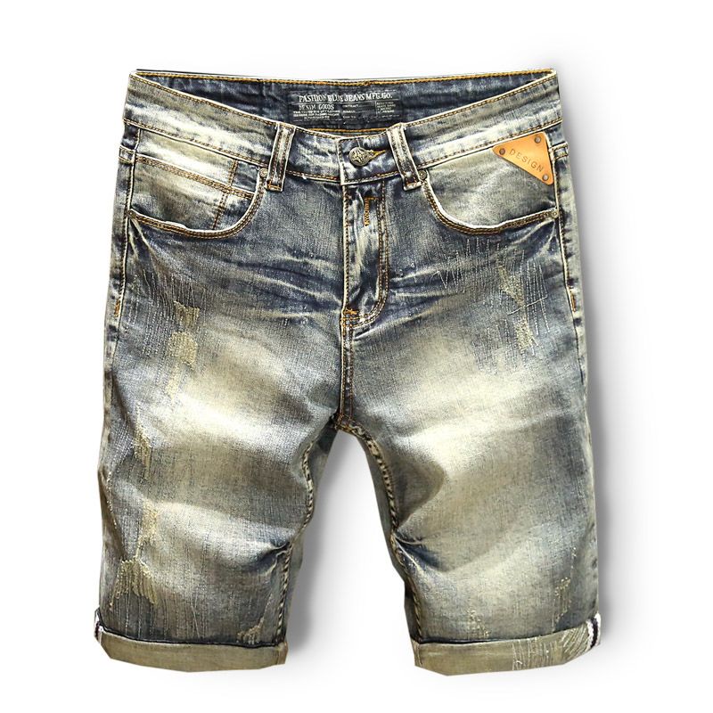 Quần Short Denim Rách Phong Cách Đường Phố Hàn Quốc Thời Trang Mùa Hè Cho Nam # 5