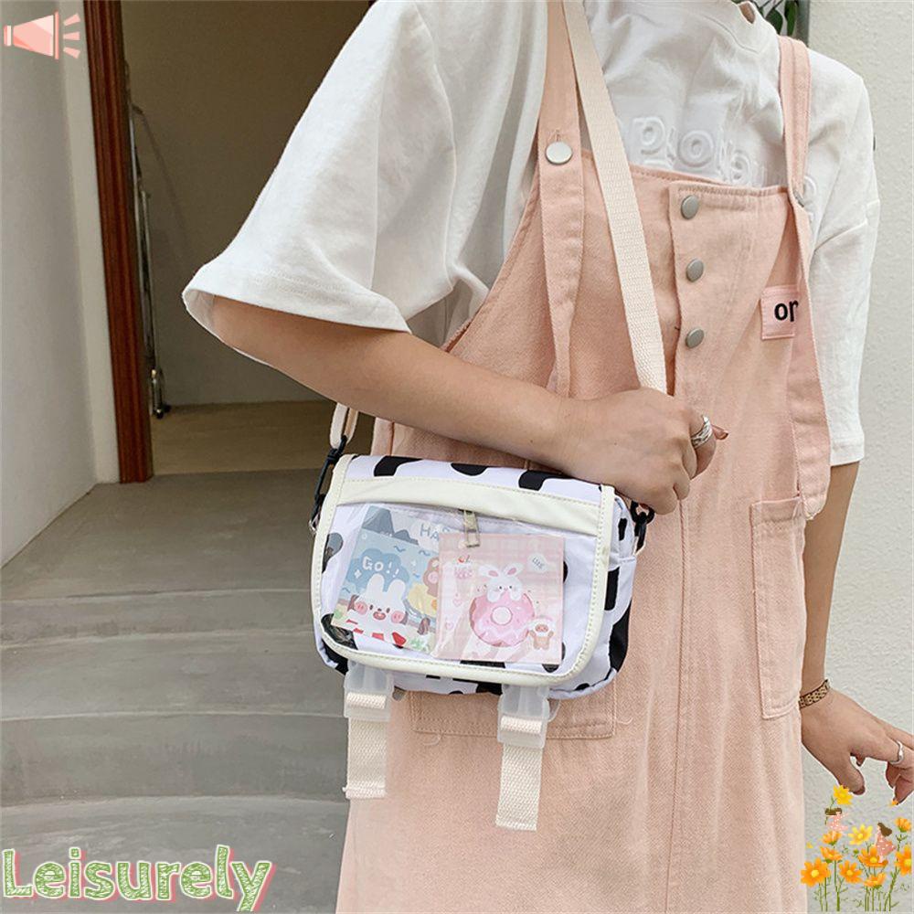 Túi Đeo Chéo Vải Canvas Trong Suốt Cỡ Nhỏ Thiết Kế Đáng Yêu Cho Nữ