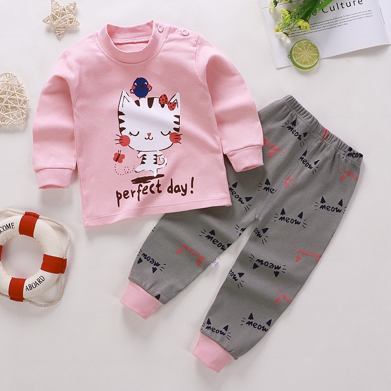 Bộ Đồ Ngủ Tay Dài Chất Cotton Thời Trang Xinh Xắn Cho Bé Gái 2857