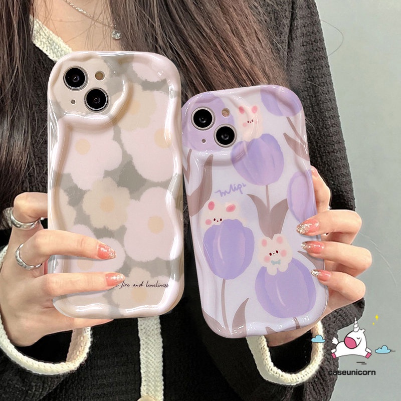 Ốp Điện Thoại Chống Sốc Họa Tiết Hoa Tulip 3D Cho iPhone 11 12 13 14 Pro Max XR X 7 8 6s 6 Plus XS Max SE 2020