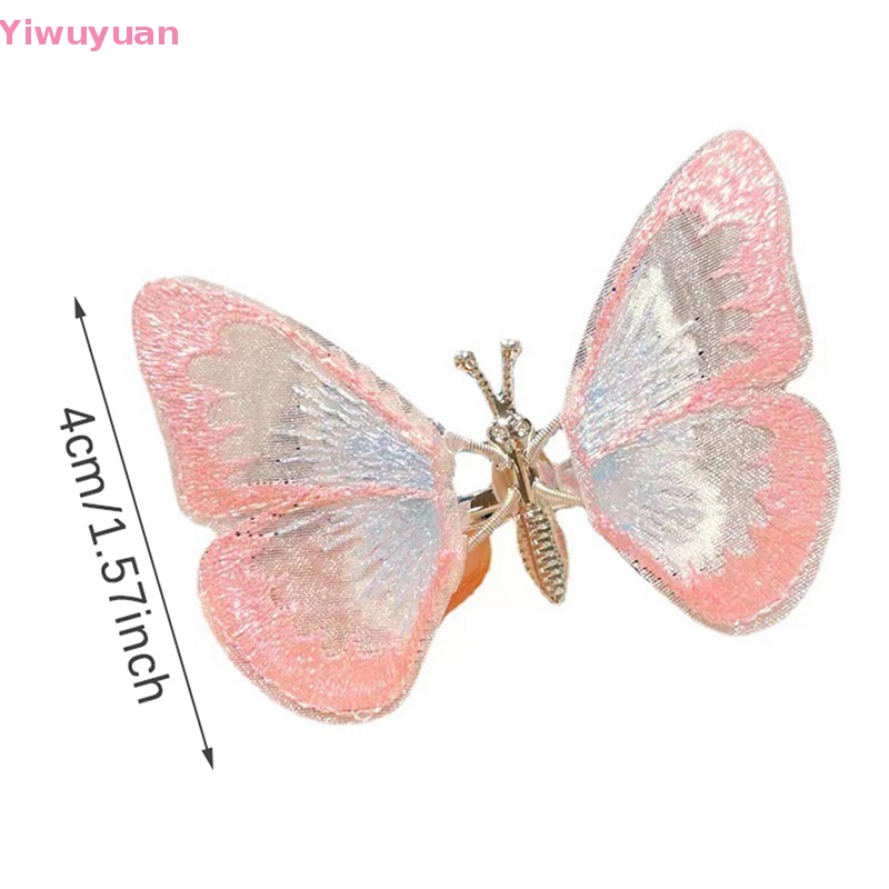 < Yiwuyuan > Kẹp Tóc Hình Cánh Bướm Phối Ren Nhiều Màu Dễ Thương Có Thể Di Chuyển Phụ Kiện Thời Trang Xuân Hè Mới Cho Bé Gái