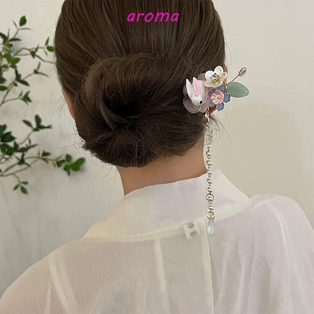 Trâm Cài Tóc Chữ U Hình Bướm Phối Tua Rua Phong Cách Trung Hoa Cổ Điển Thanh Lịch Cho Nữ