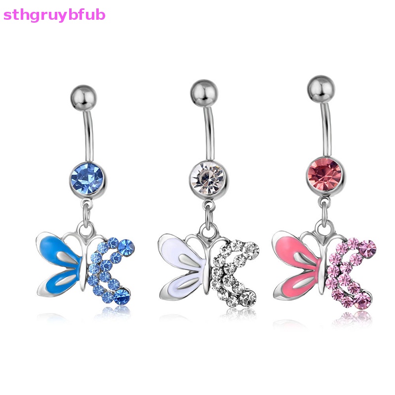 Khuyên RốN HìNh BướM ĐíNh Đá BằNg ThéP Y Tế