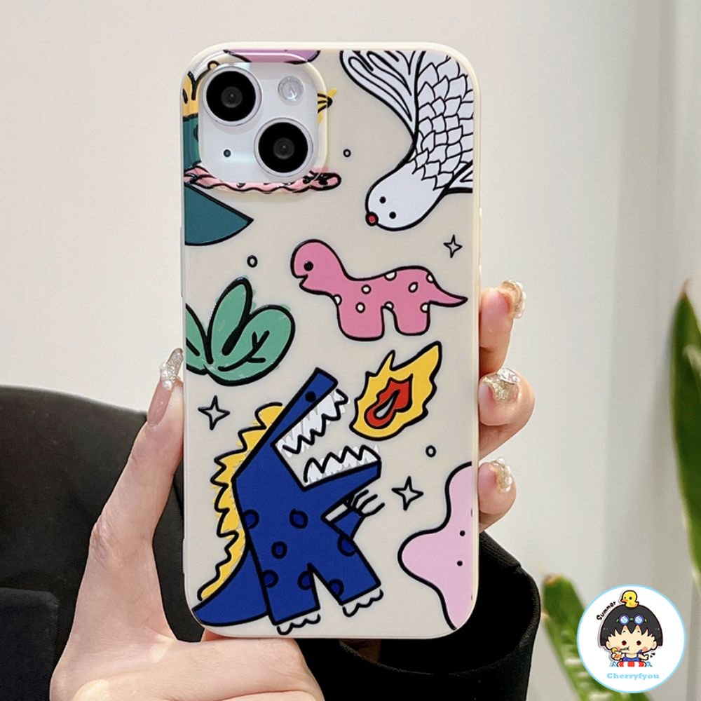 Ốp Điện Thoại TPU Mềm Chống Sốc Chống Bụi Hình Khủng Long Cho IPhone 14 Pro Max 13 12 11 Pro Max XS XR 7 8 Plus