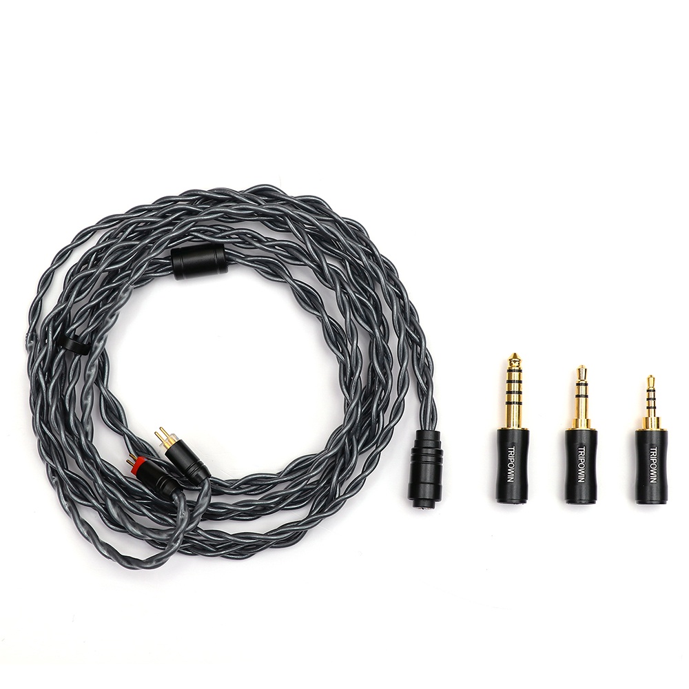 Tripowin Noire Earphone Cable 4Core 24AWG OCC Upgraded HiFi Audio Detachable 3-in-1 2.5mm/3.5mm/4.4mm Plug for MELE crinacle crn