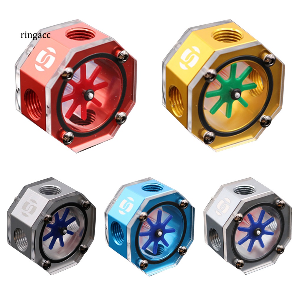 Rga Octagon Máy Làm Mát Nước Làm Mát Bằng Nhôm PC Dạng Lỏng Có Đồng Hồ Đo Lưu Lượng