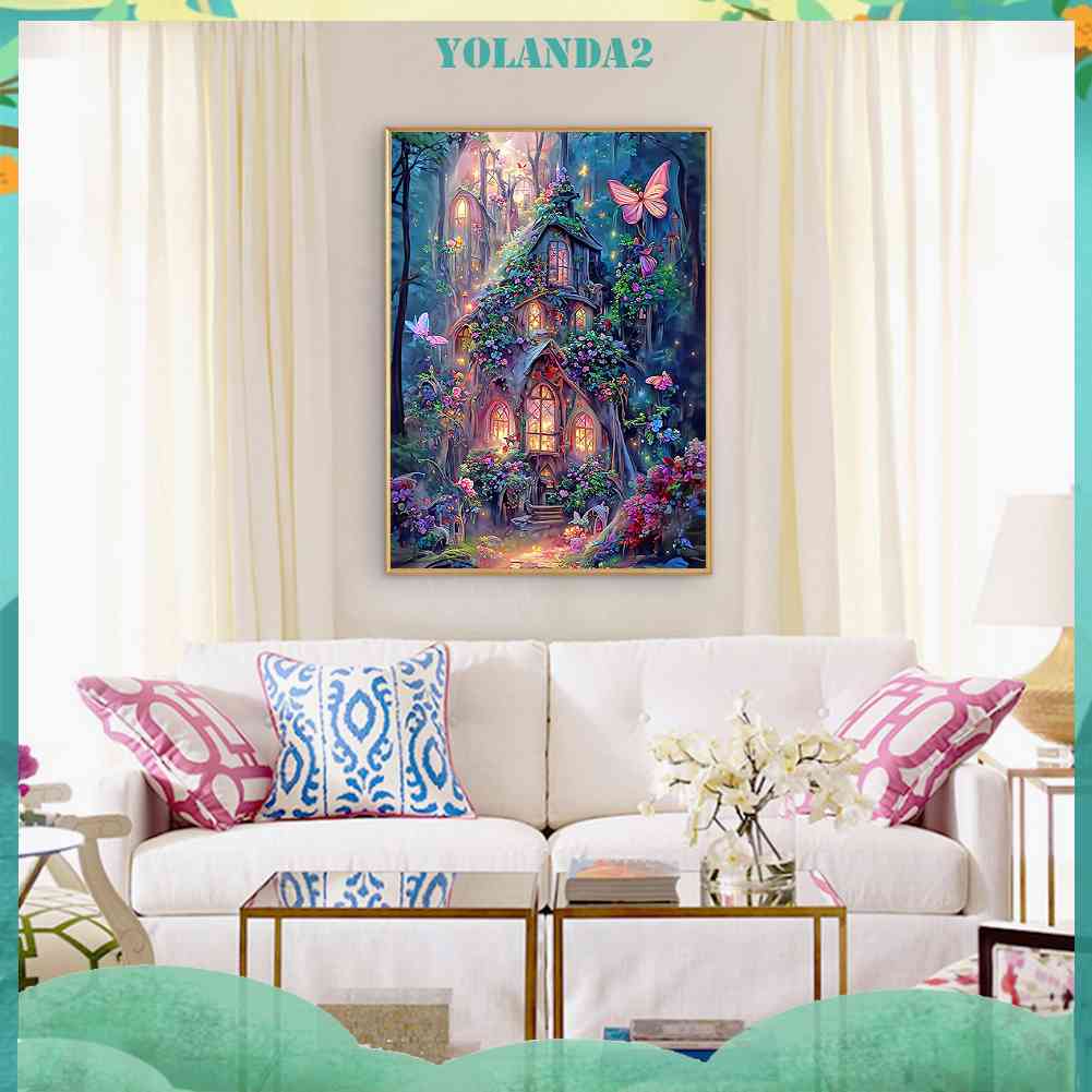 Tranh Đính Đá Kim Cương Toàn Bộ 5D DIY Hình Vẽ Ngôi Nhà Mơ Ước