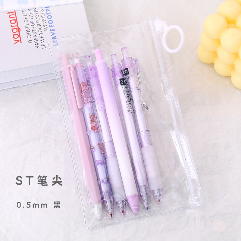 Set 6 Bút Bi Mực Đen Ngòi 0.5mm