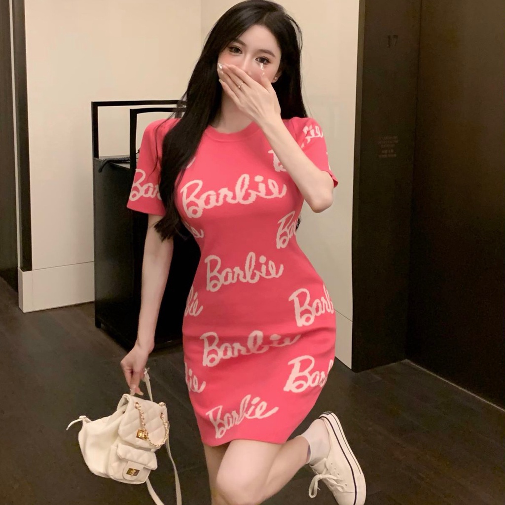 Đầm Tay Ngắn In Chữ Thời Trang Mùa Hè 2023 Dành Cho Nữ