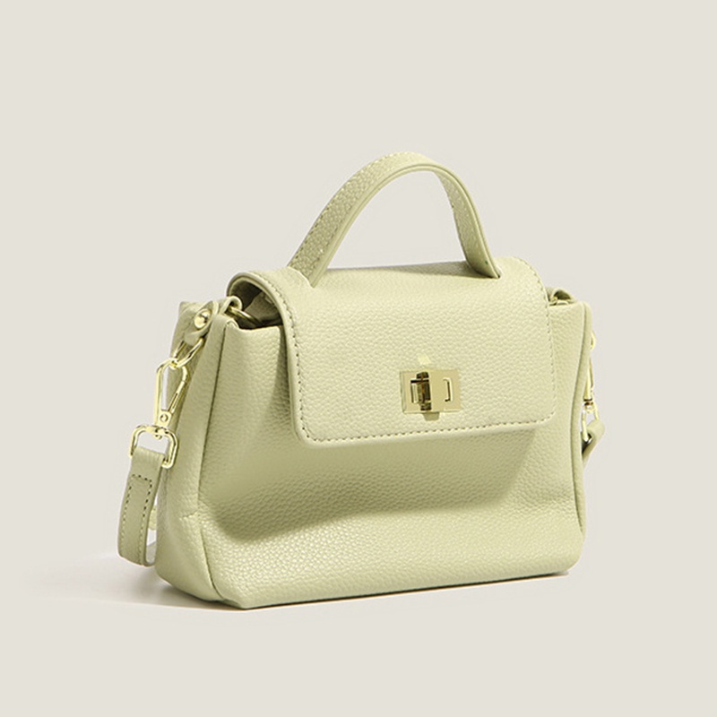 Túi Đeo Chéo Da Mềm Dáng Vuông Nhỏ Màu Trơn Họa Tiết Vỏ Quả Vải Thời Trang Cao Cấp Cho Nữ