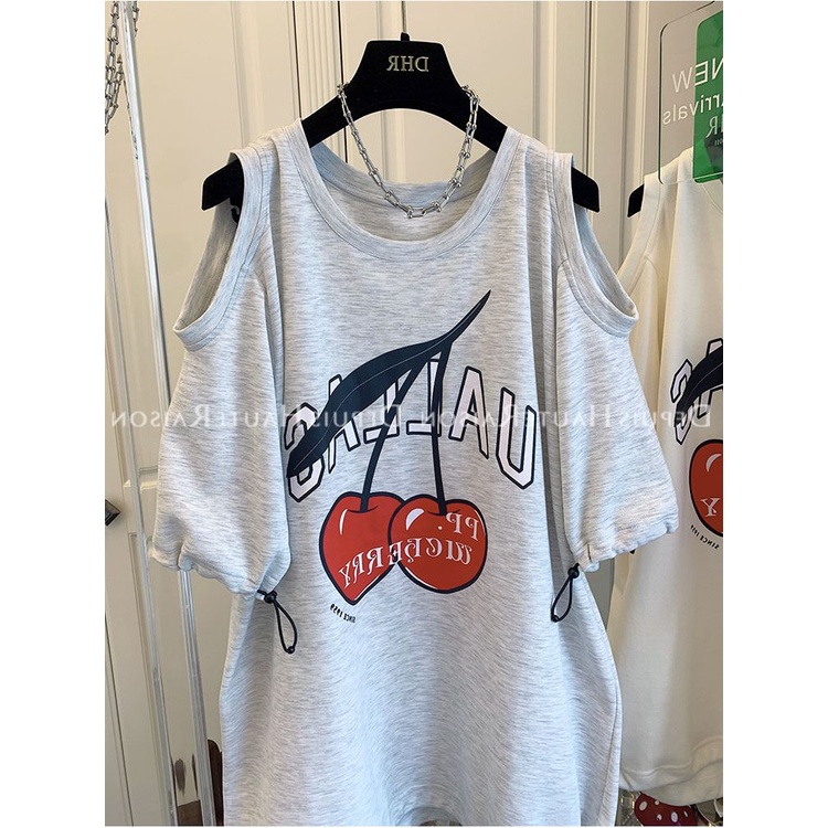 Áo Thun Nữ Tay Ngắn Hở Vai Mùa Hè Phong Cách Hong Kong