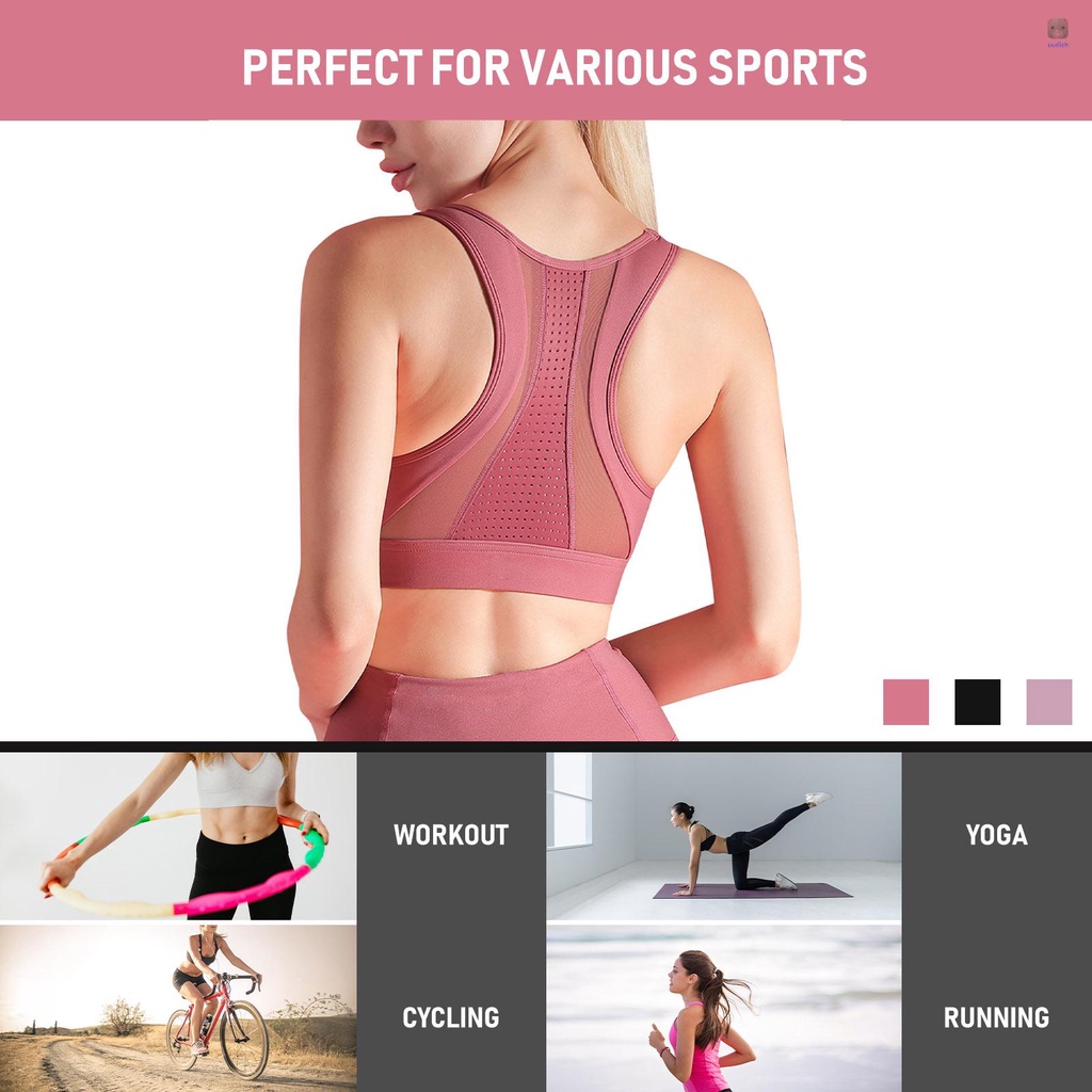 Áo Ngực Thể Thao Phối Lưới Thoáng Khí Có Mút Nâng Ngực Chống Rung Thời Trang Cho Nữ
