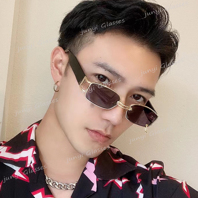 Kính Mát Gọng Vuông Nhỏ Bằng Kim Loại Chống Tia Cực Tím Phong Cách Đường Phố Thời Trang Cho Nam Và Nữ