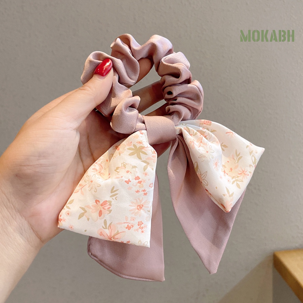 Dây Cột Tóc Ruy Băng Thắt Nơ Họa Tiết Hoa Thời Trang Co Giãn Dành Cho Nữ