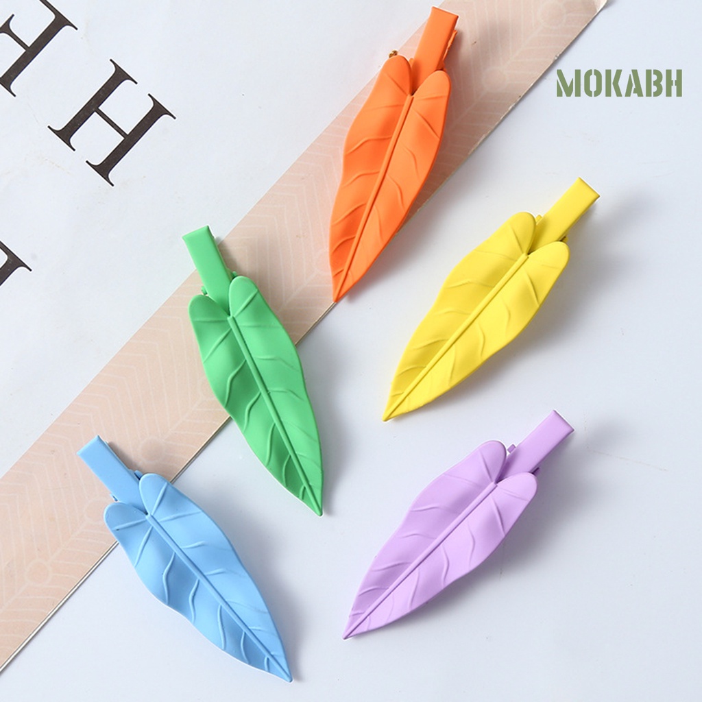 Kẹp Tóc Hình Chiếc Lá Hoạt Hình Bằng Chất Liệu Không Gỉ Chống Trầy Xước Dành Cho Nữ