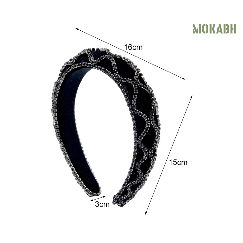 Băng Đô Cài Tóc Bản Rộng Đính Đá Phong Cách Baroque Cổ Điển