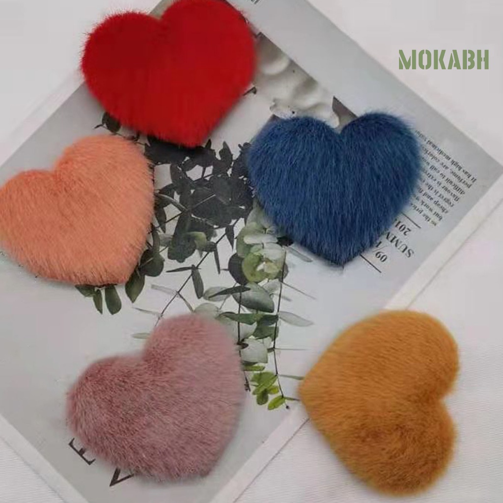 Kẹp Tóc Hình Trái Tim Bằng Lông Chồn Giả Màu Sắc Ngọt Ngào Chống Trượt Thời Trang Mùa Đông Cho Bé