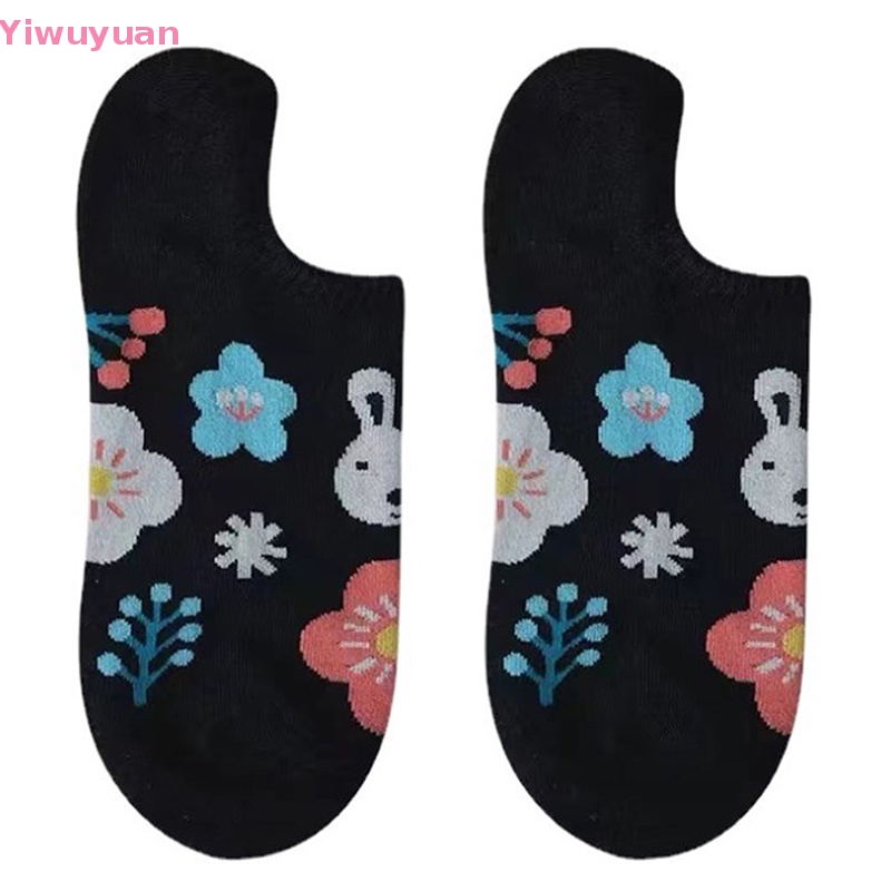 < Yiwuyuan > Vớ Thuyền Chống Trượt Miệng Nông In Hình Thỏ Dễ Thương Cho Nữ