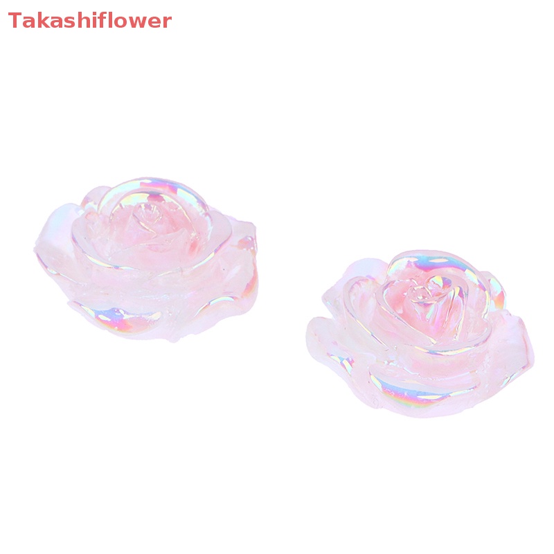 Set 2 Mô Hình Hoa Hồng Dạ Quang Mini Bằng Nhựa Resin Trang Trí Sân Vườn DIY