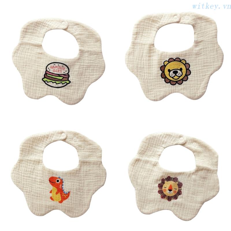 Yếm Ăn Bằng Vải Cotton Thân Thiện Với Da In Họa Tiết Dễ Thương Có Thể Điều Chỉnh Cho Bé Sơ Sinh