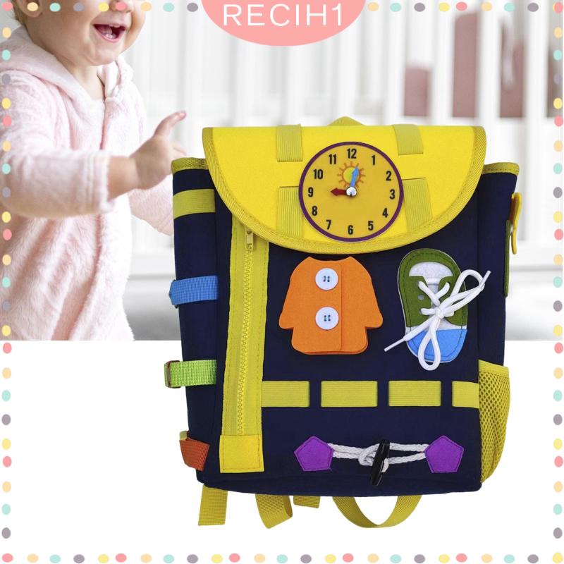 [Recih] Ba Lô Học Hoạt Động Có Khóa Kéo / Nút / Đồng Hồ Đồ Chơi Xếp Hình Kỹ Năng Sống Cơ Bản Dành Cho Trẻ Em 4~8 Tuổi