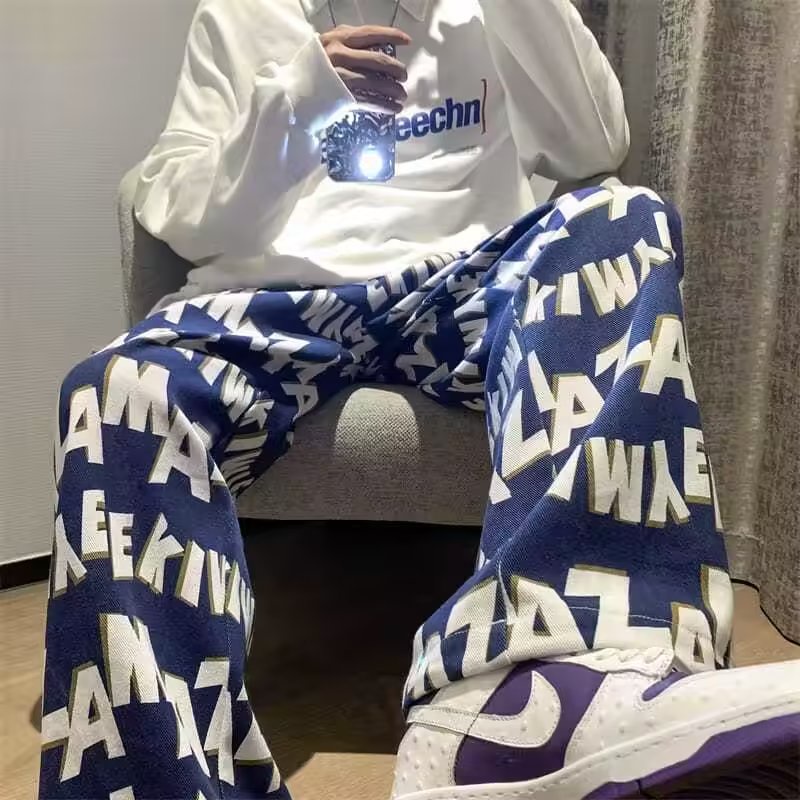 Quần Legging Ống Rộng In Họa Tiết Phong Cách Tối Giản Thời Trang Hip hop Cho Nam