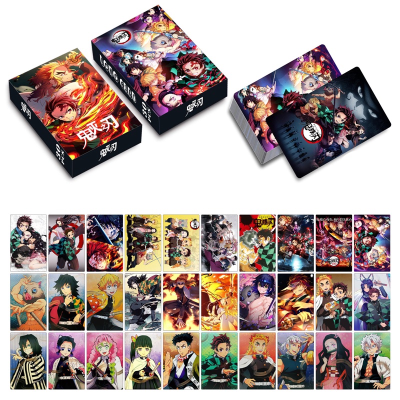 Set 30 Tấm Thẻ Hình Các Thành Viên Trong Demon Slayer Kimetsu No Yaiba