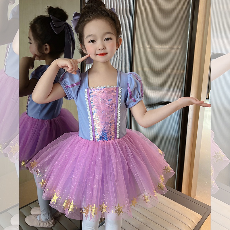 Đầm Công Chúa Sofia The First Dress Đính Kim Sa Phối Lưới Đính Nơ Thời Trang Halloween Cho Bé Gái