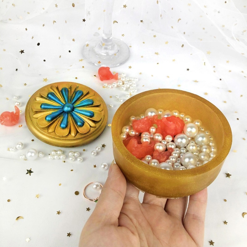 Khuôn Nhựa Hình Tròn Có Nắp Đậy Dùng Làm Đồ Trang Sức