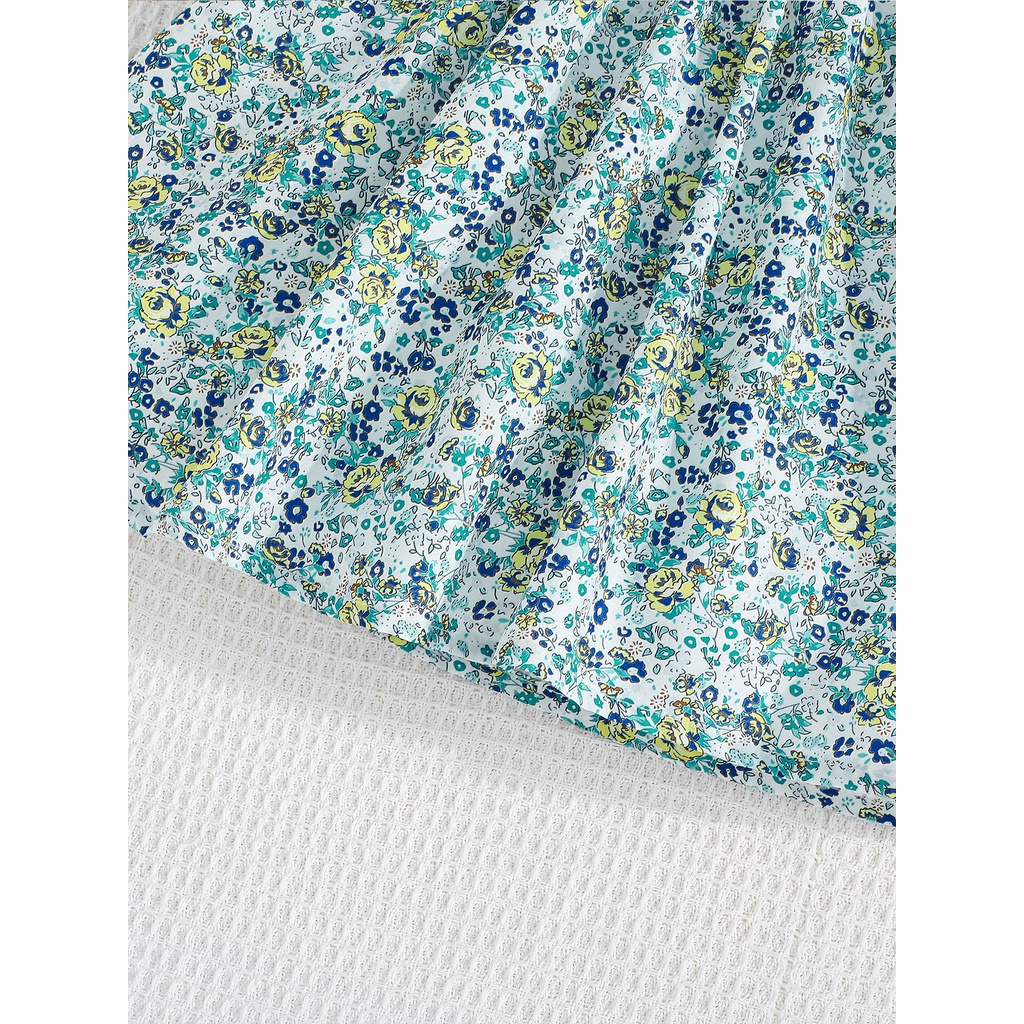 Váy xinh bé gái 4-7 Tuổi đầm công chúa Phong Cách Không Tay Cài Nút Họa Tiết Hoa Nhỏ thời trang mùa hè cho bé trẻ em