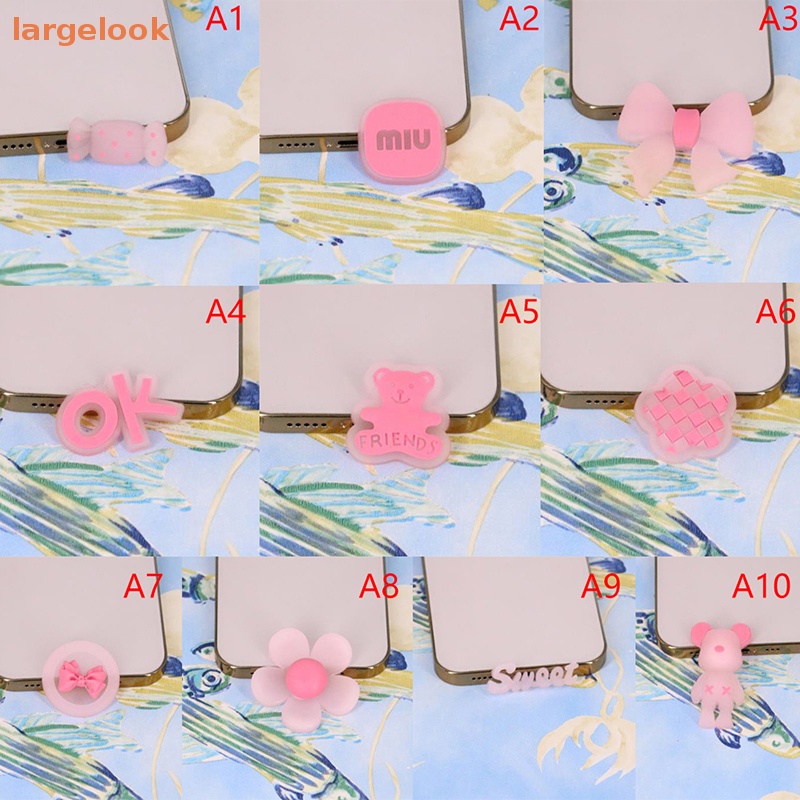 Bộ 5 Miếng Dán PVC Mềm Màu Hồng Họa Tiết Hoạt Hình Dễ Thương Dùng Trang Trí Ốp Điện Thoại DIY