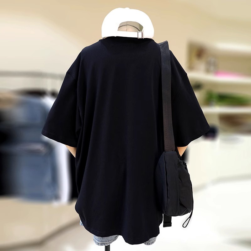 Áo Thun 100% Cotton Tay Ngắn Cổ Tròn In Họa Tiết Phong Cách Hàn Quốc Cho Nữ