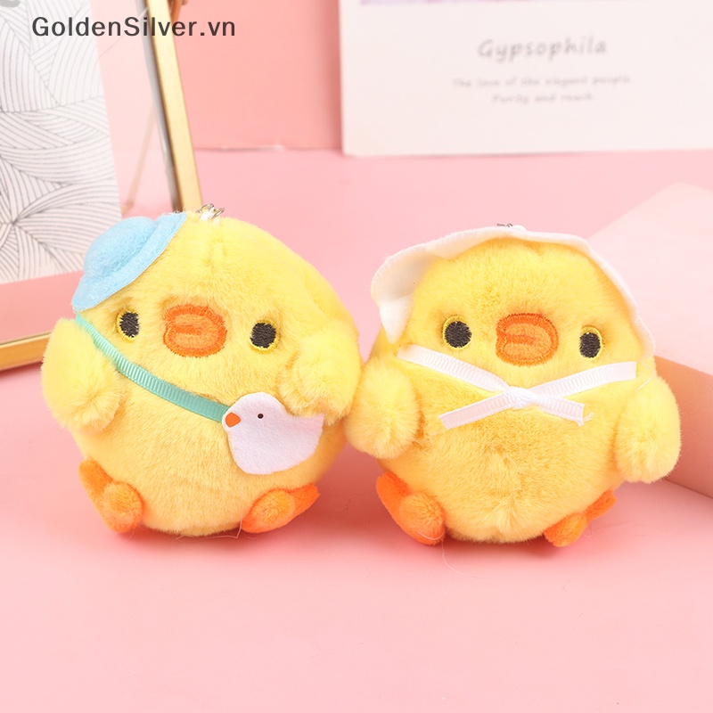 Móc Khóa Hình Gà Nhồi Bông Màu Vàng Kim Dễ Thương