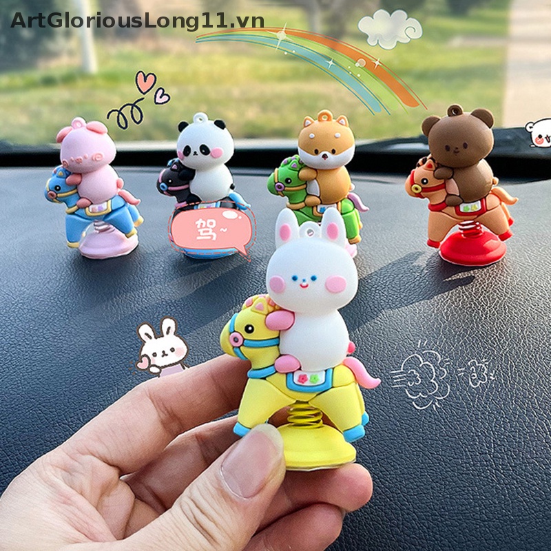 1 Búp Bê Lắc Đầu Hình Thỏ Gấu Hoạt Hình Trang Trí Bảng Điều Khiển Xe Hơi