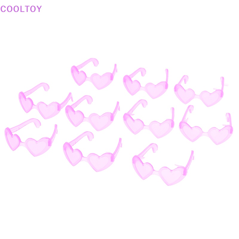 Set 10 Mắt Kính Nhựa Mini Hình Trái Tim Tỷ Lệ 1 / 6 Trang Trí Nhà Búp Bê