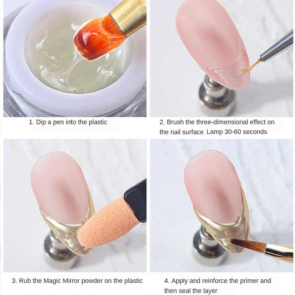 Chất kết dính đúc khuôn bán rắn trong suốt Gel nghệ thuật làm móng tay Magic Mirror Powder UV Model Gel ManicureXEIJAYI Đóng hộp bán rắn Magic Mirror Powder Moulding Dính đa chức năng