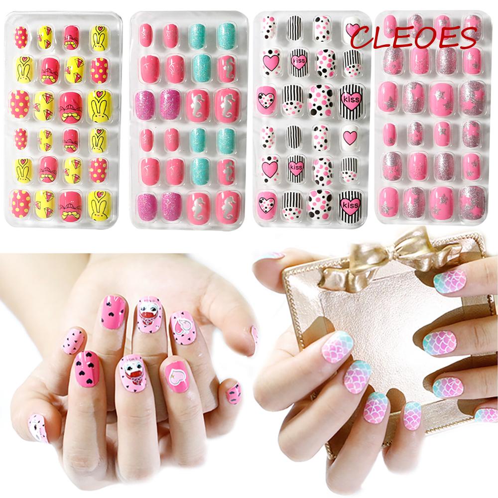 Móng Tay Giả Tự Dính Màu Kẹo Ngọt Họa Tiết Hoạt Hình Dễ Thương