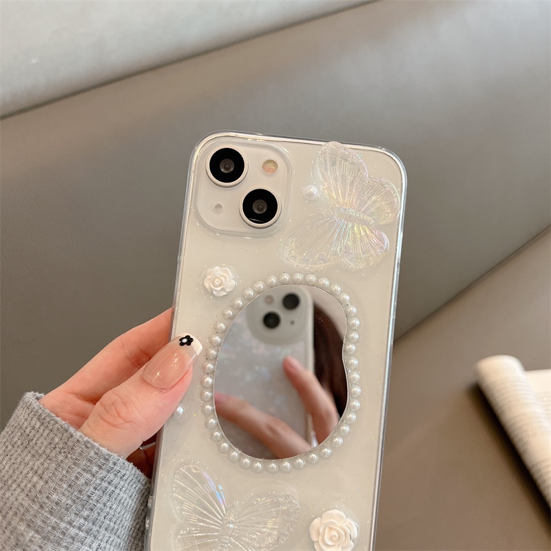 Ốp Điện Thoại Mềm Trong Suốt Chống Sốc Họa Tiết Bướm Và Hoa Hồng Dành Cho iPhone 14 13 12 11 Pro Max 14 Plus