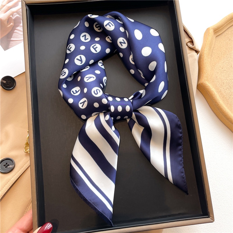 Khăn Choàng Cổ Hình Vuông 70X70Cm Chất Liệu Lụa Họa Tiết Chấm Bi Nhiều Màu Thời Trang Cho Nữ