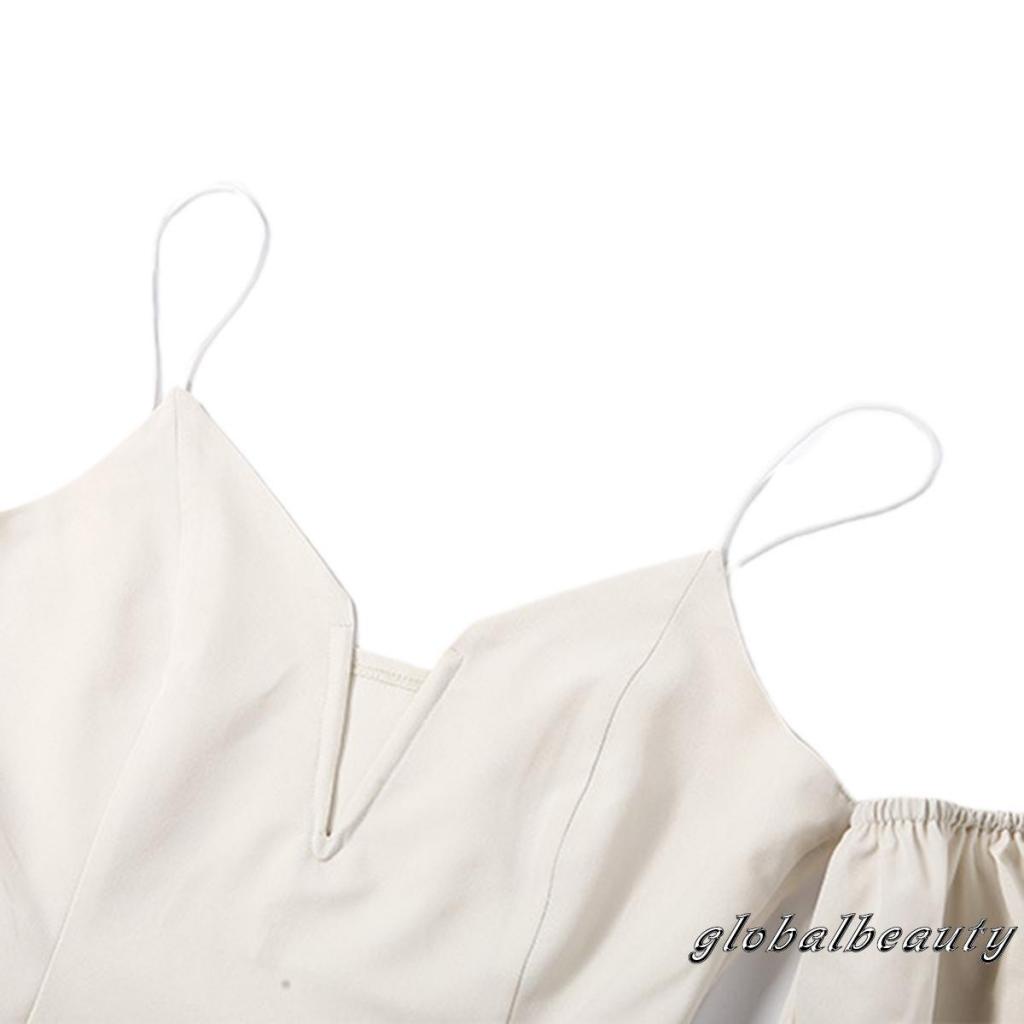 Áo Croptop Trễ Vai Cổ Chữ V Tay Phồng Gợi Cảm Cho Nữ