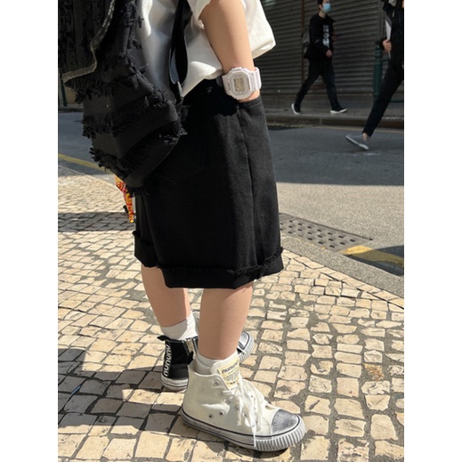 Quần short kaki ngố lai tua rua cá tính cho bé