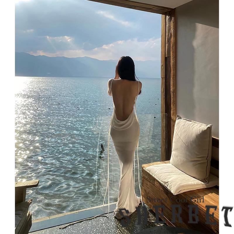 Đầm Hai Dây Dáng Dài Hở Lưng Thời Trang Đi Biển Mùa Hè LAA8-2023Sexy