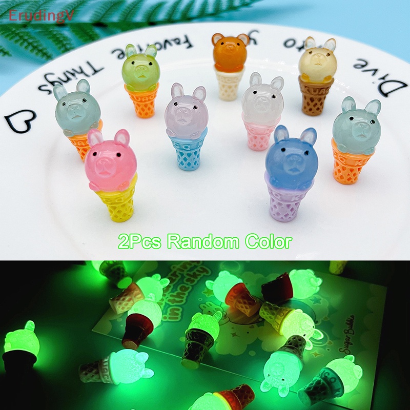 [ErudingV] Bộ 2 Búp Bê Hình Que Kem / Gấu Dạ Quang Trang Trí Tiểu Cảnh / Nhà Búp Bê Thu Nhỏ [Mới