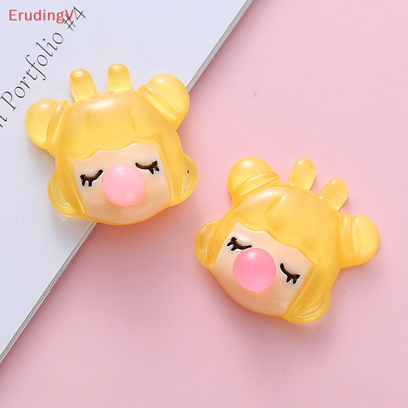 Bộ 5 Phụ Kiện Đầu Cô Gái Thổi Bong Bóng Bằng Nhựa Resin Trong Suốt DIY Cho Ốp Điện Thoại