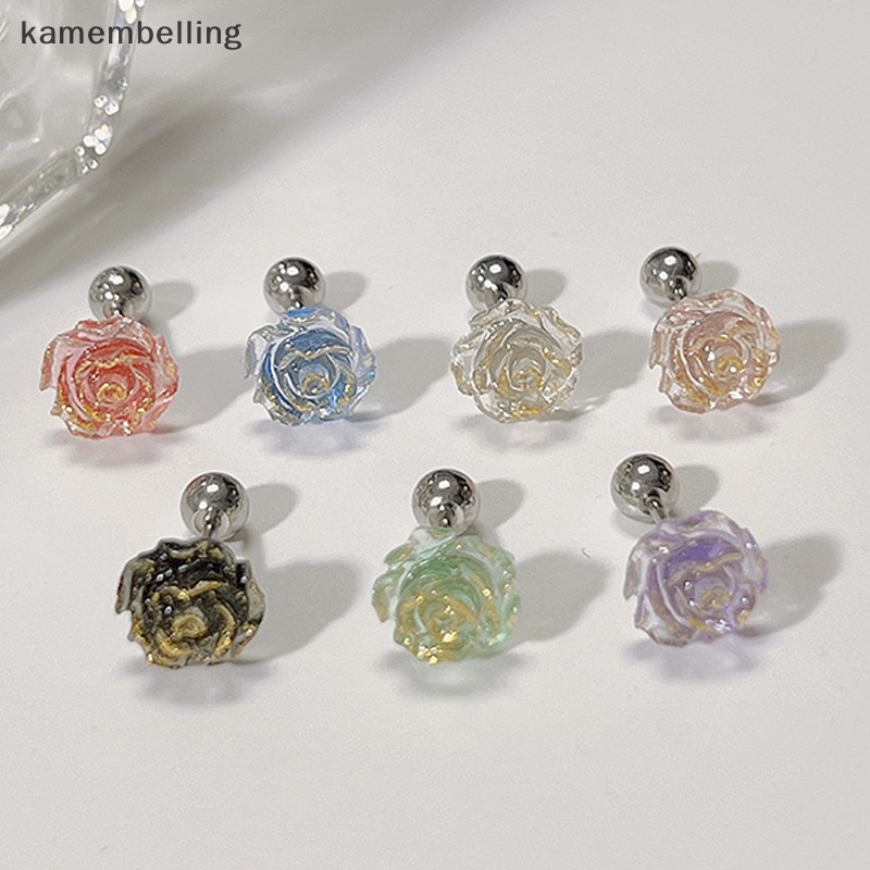 1 Đôi Khuyên Tai Hình Xoắn Ốc Đính Hoa Nhiều Màu Thời Trang Cho Nữ